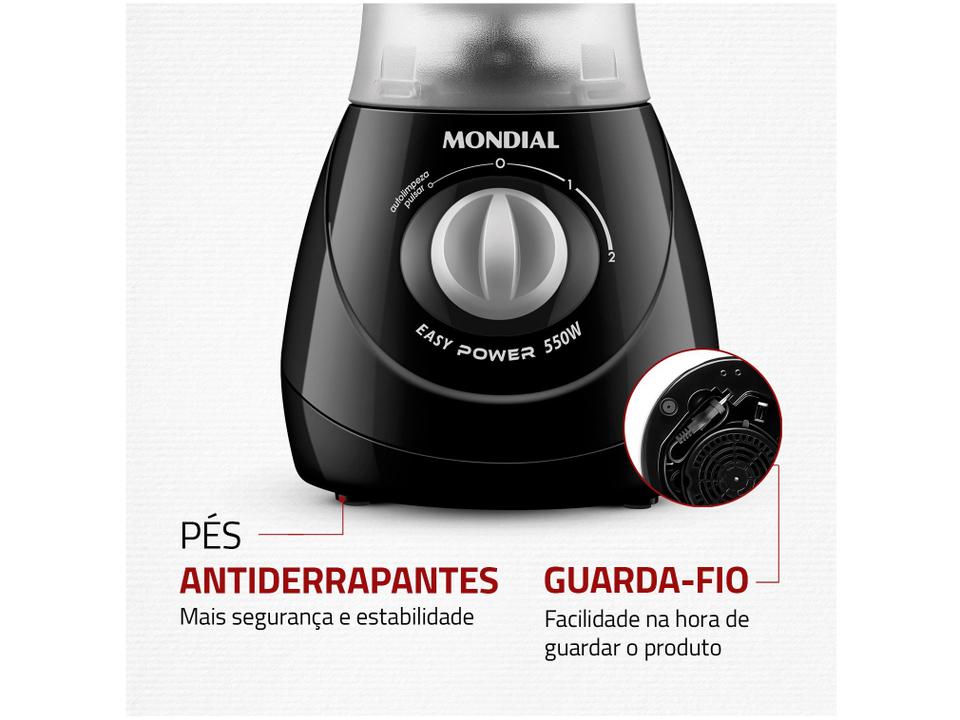 Liquidificador Mondial Easy Power L-550-B Preto 2 Velocidades 550W - 6