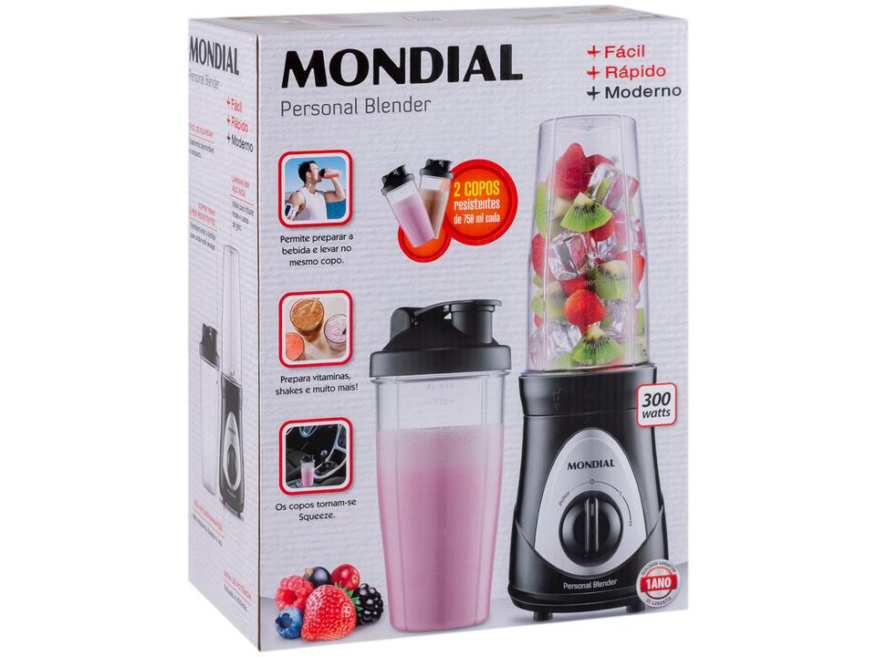 Liquidificador Mondial Personal Blender DG-01 2 Velocidades 300W Preto e Prata - 21