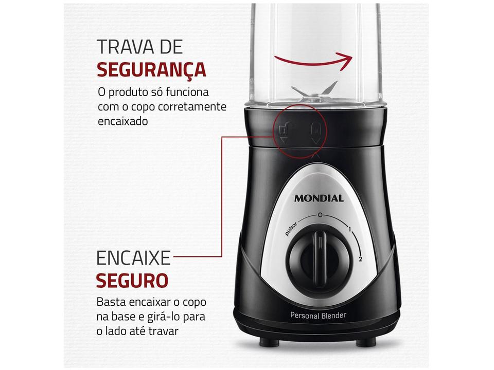 Liquidificador Mondial Personal Blender DG-01 2 Velocidades 300W Preto e Prata - 5