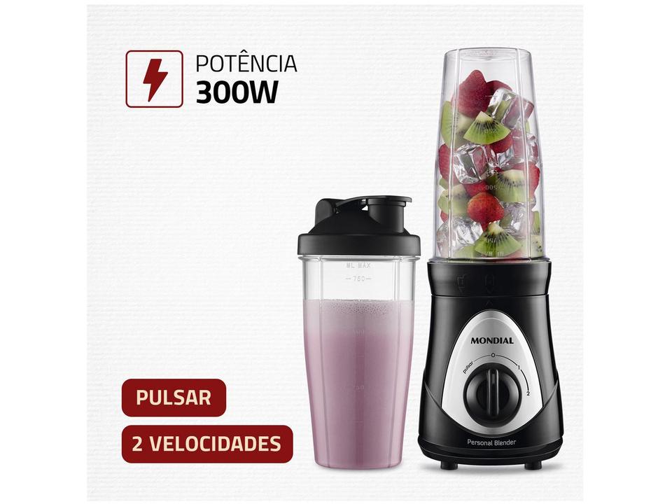 Liquidificador Mondial Personal Blender DG-01 2 Velocidades 300W Preto e Prata - 3