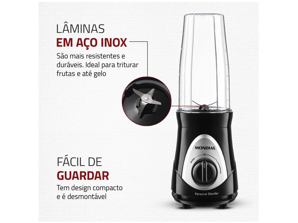 Liquidificador Mondial Personal Blender DG-01 2 Velocidades 300W Preto e Prata - 6