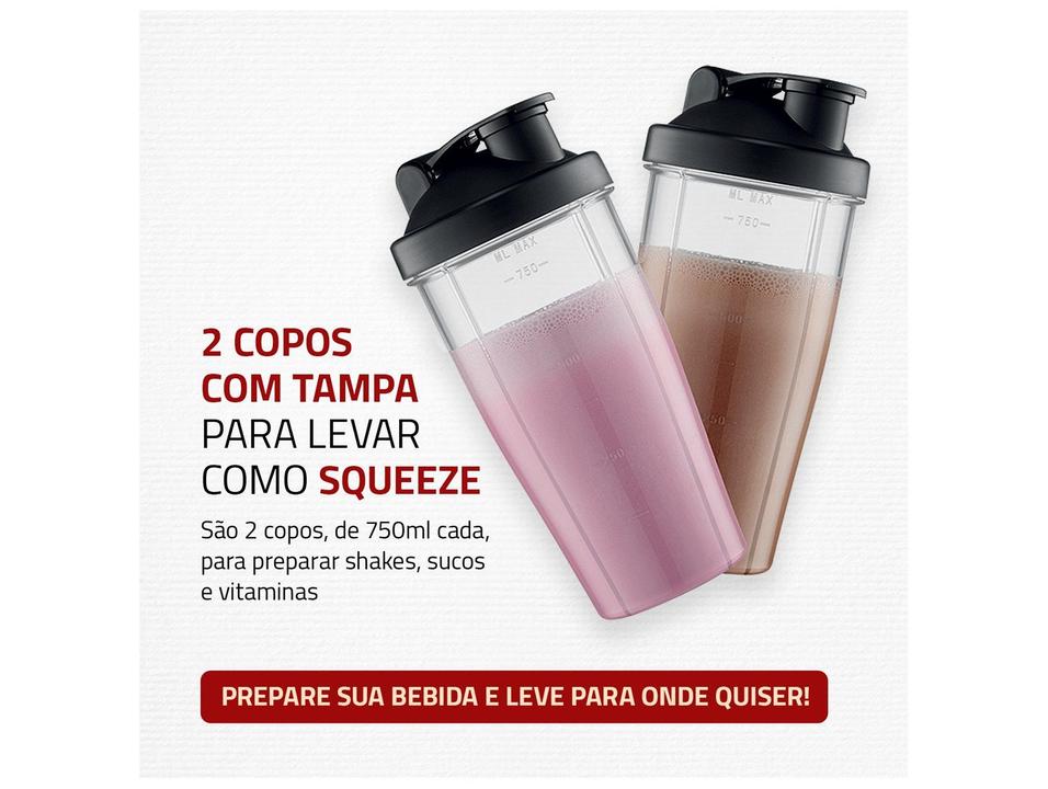 Liquidificador Mondial Personal Blender DG-01 2 Velocidades 500W Preto e Prata - 3