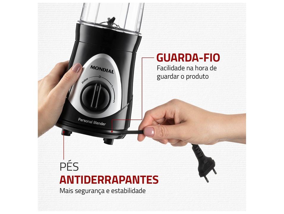 Liquidificador Mondial Personal Blender DG-01 2 Velocidades 500W Preto e Prata - 6