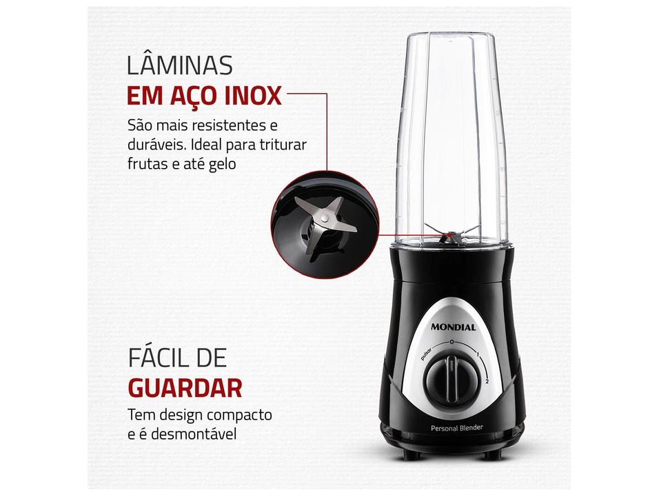 Liquidificador Mondial Personal Blender DG-01 2 Velocidades 500W Preto e Prata - 5