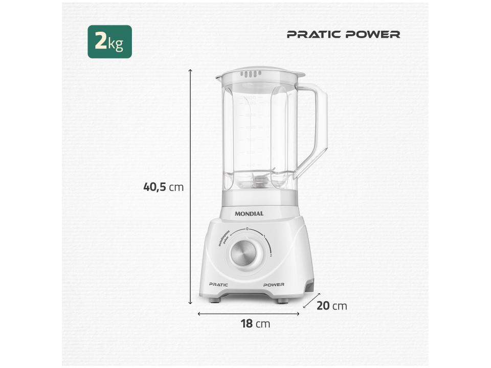 Liquidificador Mondial Pratic Power L-97-W 2 Velocidades + Pulsar 550W Branco - 6