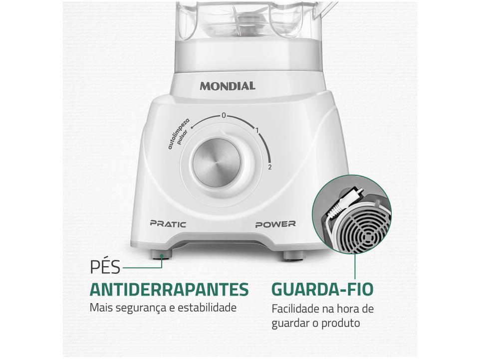 Liquidificador Mondial Pratic Power L-97-W 2 Velocidades + Pulsar 550W Branco - 5