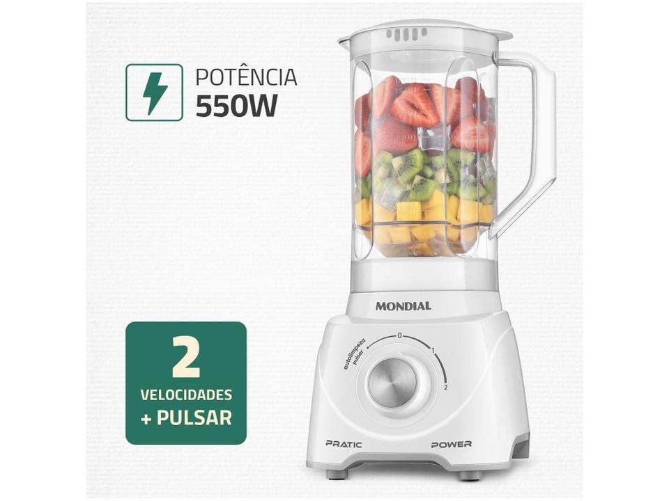 Liquidificador Mondial Pratic Power L-97-W 2 Velocidades + Pulsar 550W Branco - 1