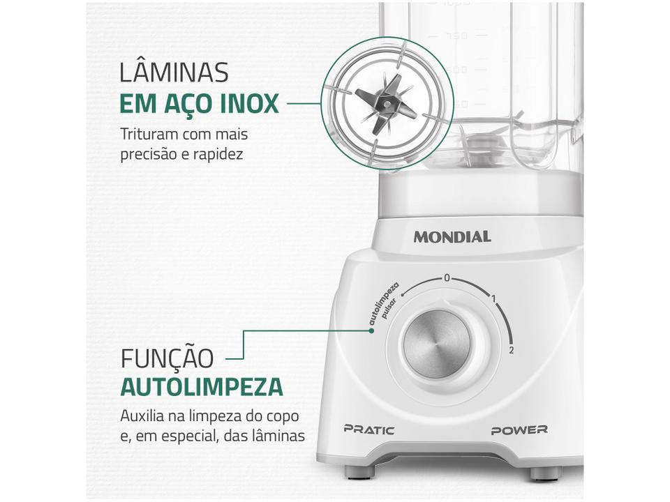 Liquidificador Mondial Pratic Power L-97-W 2 Velocidades + Pulsar 550W Branco - 4