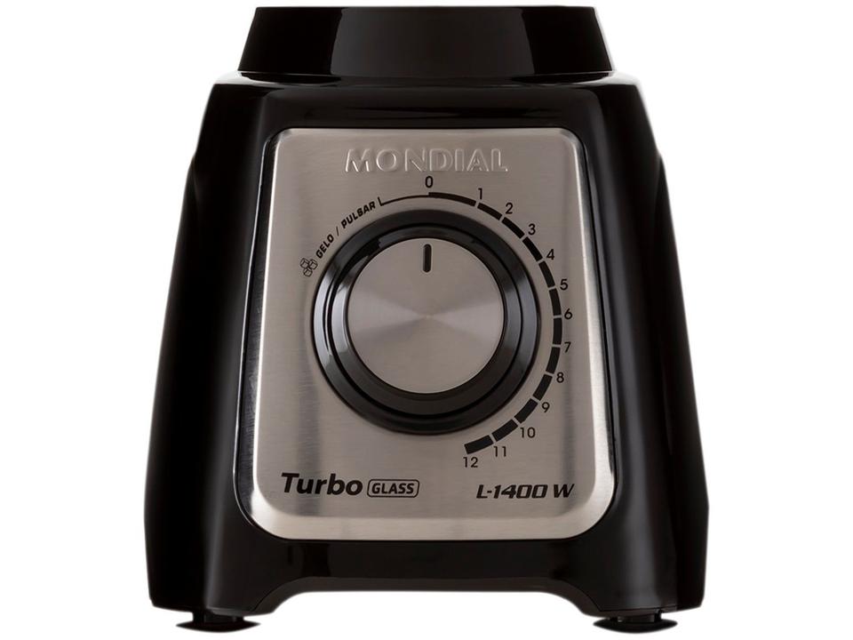 Liquidificador Mondial Turbo Glass L-1400 GI Copo de Vidro 12 Velocidades 1400W  Preto/Inox - 12