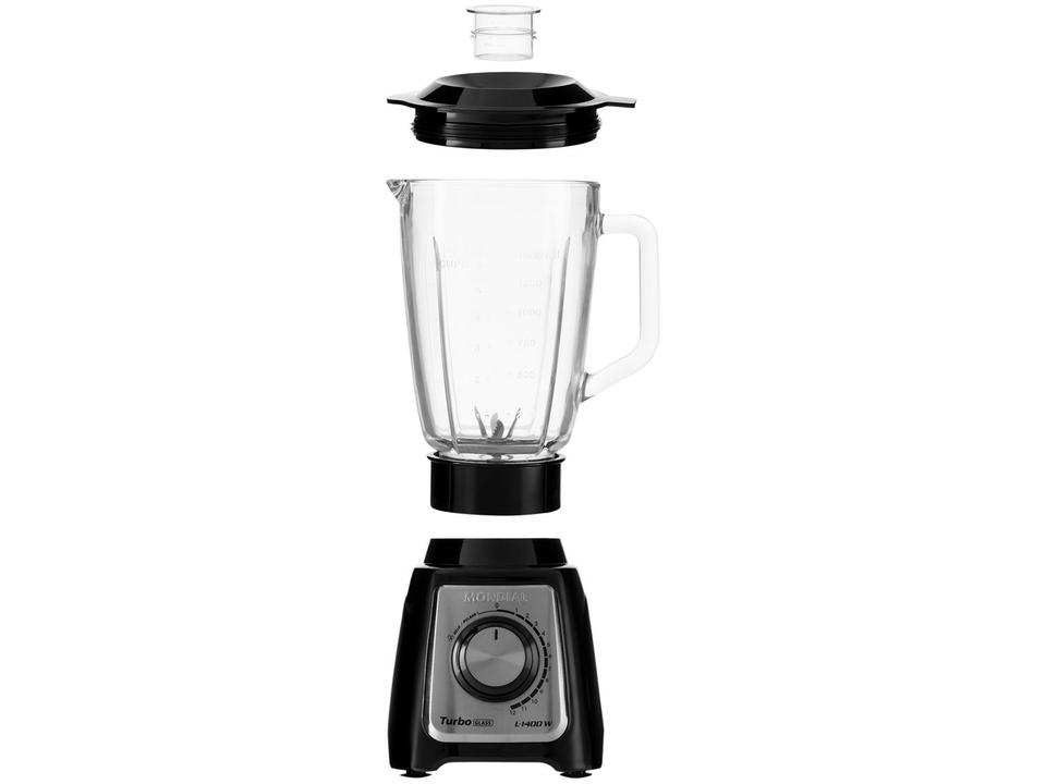 Liquidificador Mondial Turbo Glass L-1400 GI Copo de Vidro 12 Velocidades 1400W  Preto/Inox - 14