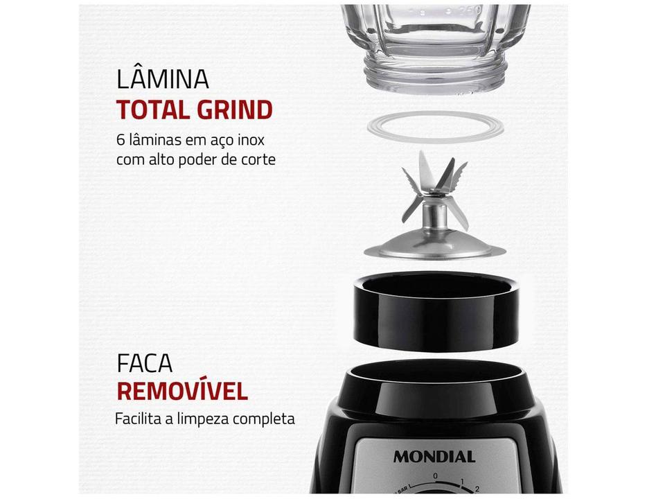 Liquidificador Mondial Turbo Glass L-1400 GI - Copo de Vidro 12 Velocidades 1400W Preto - 6