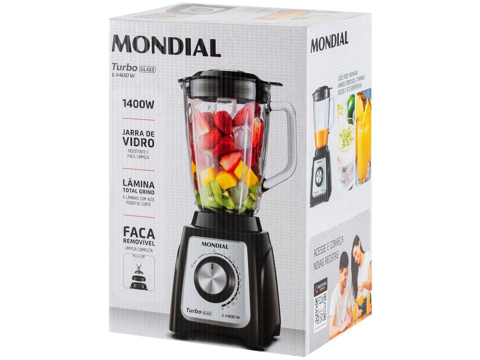 Liquidificador Mondial Turbo Glass L-1400 GI - Copo de Vidro 12 Velocidades 1400W Preto - 19