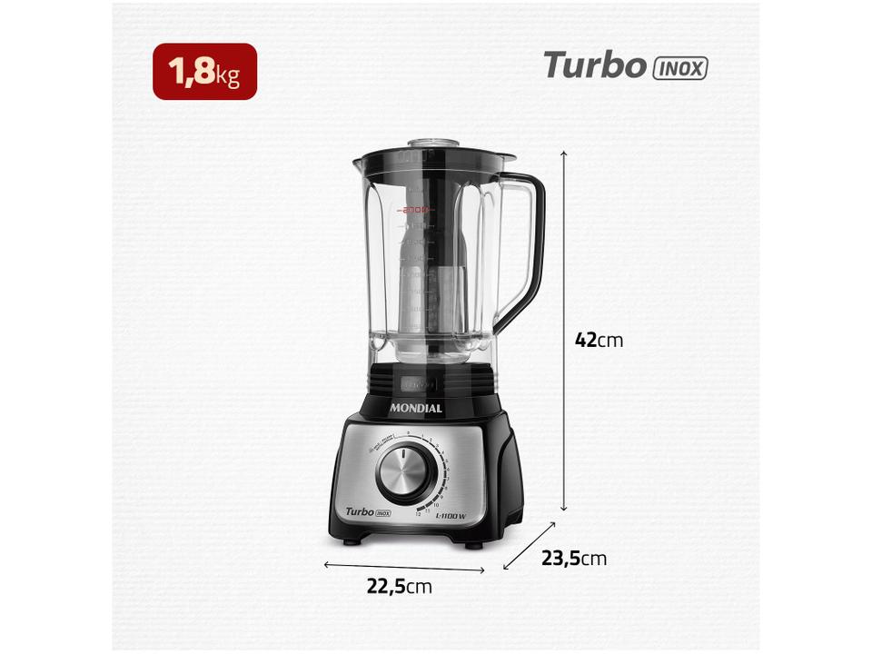 Liquidificador Mondial Turbo Inox L-1100 BI - 8
