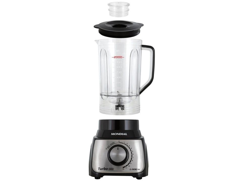 Liquidificador Mondial Turbo Inox L-1100 BI Preto com Filtro 12 Velocidades 1100W - 13