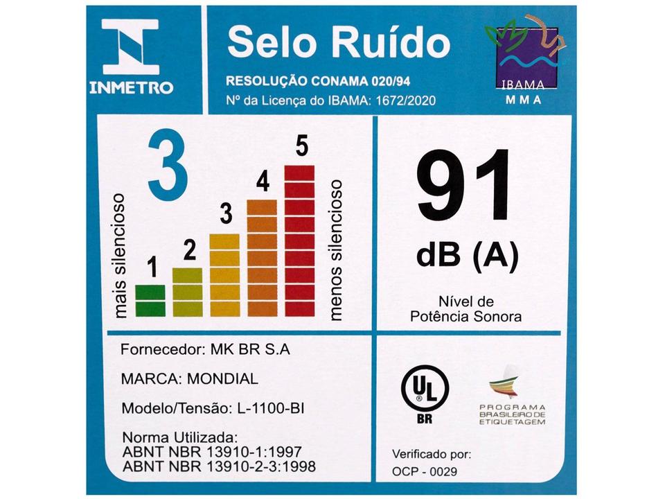 Liquidificador Mondial Turbo Inox L-1100 BI Preto com Filtro 12 Velocidades 1100W - 15
