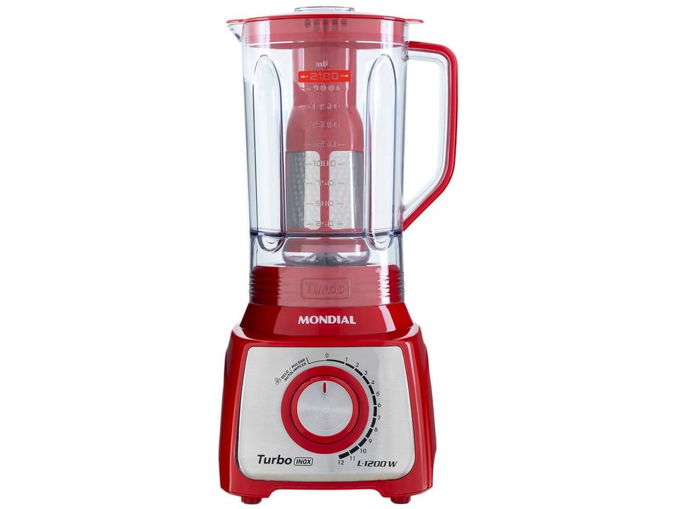Liquidificador Mondial Turbo Inox L-1200 RI com Filtro 12 Velocidades 1200W Vermelho - 10