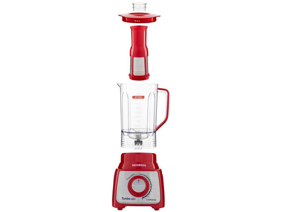 Liquidificador Mondial Turbo Inox L-1200 RI com Filtro 12 Velocidades 1200W Vermelho - 15