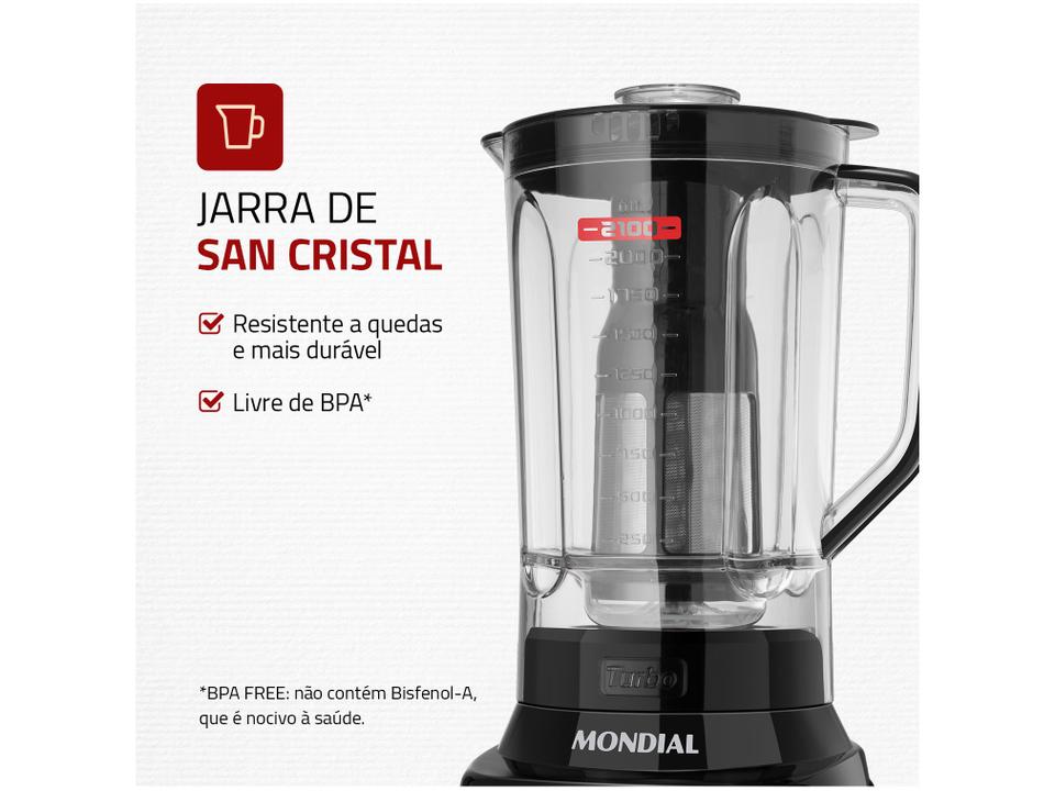 Liquidificador Mondial Turbo L-1200 BI com Filtro 12 Velocidades 1200W Inox Preto - 3