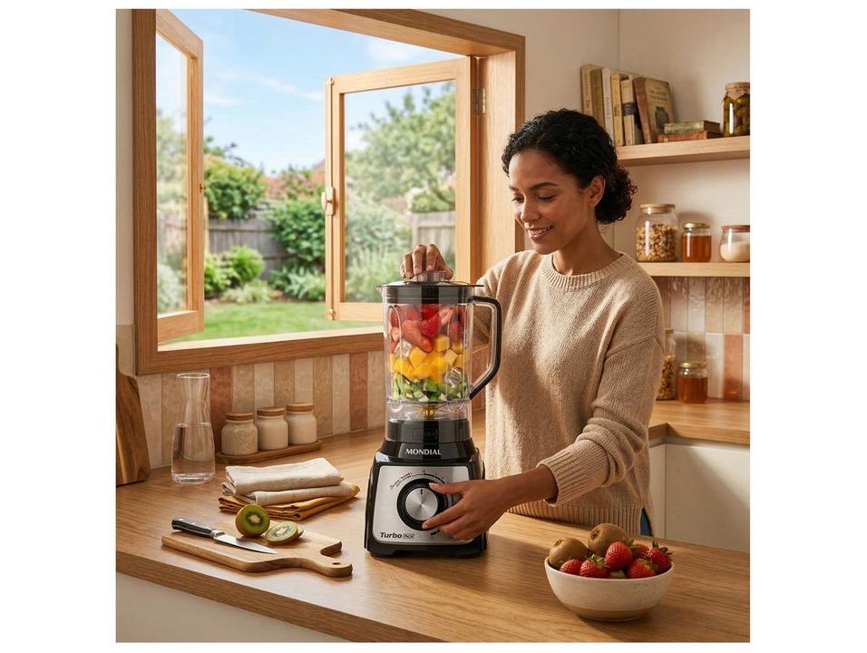 Liquidificador Mondial Turbo L-1400-LT 1400W 3L Preto e Inox 5477-02 - 1