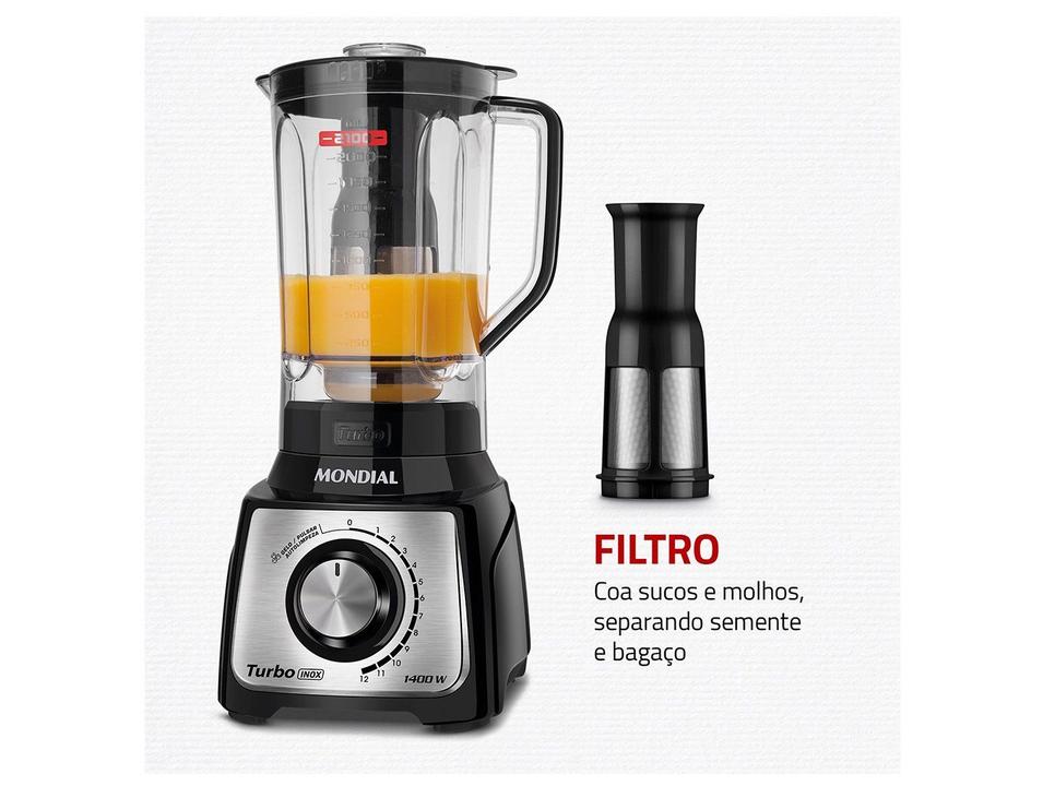 Liquidificador Mondial Turbo L-1400-LT 1400W 3L Preto e Inox 5477-02 - 5