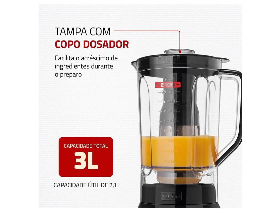 Liquidificador Mondial Turbo L-1400-LT 1400W 3L Preto e Inox 5477-02 - 6
