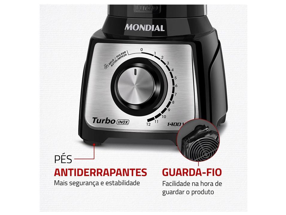 Liquidificador Mondial Turbo L-1400-LT 1400W 3L Preto e Inox 5477-02 - 8