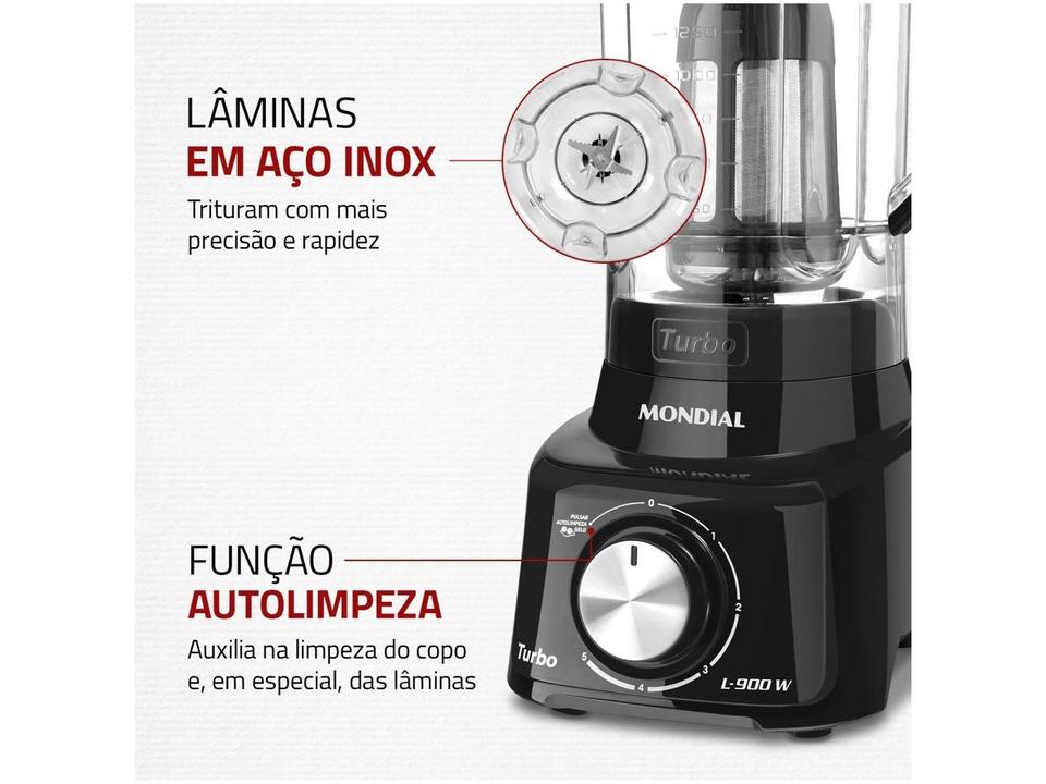 Liquidificador Mondial Turbo L-900-FB com Filtro 5 Velocidades 900W Preto - 6