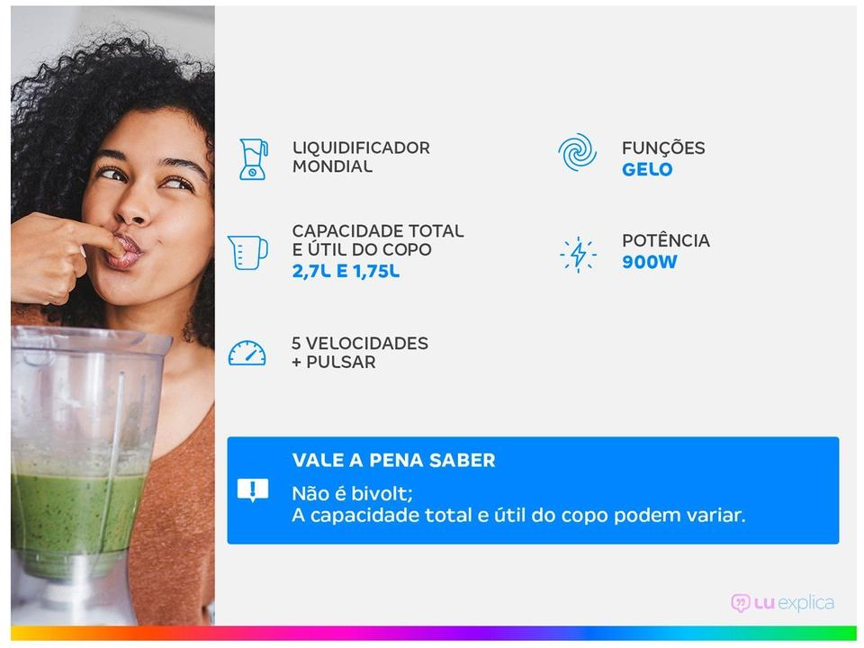 Liquidificador Mondial Turbo L-900-FB com Filtro 5 Velocidades 900W Preto - 1