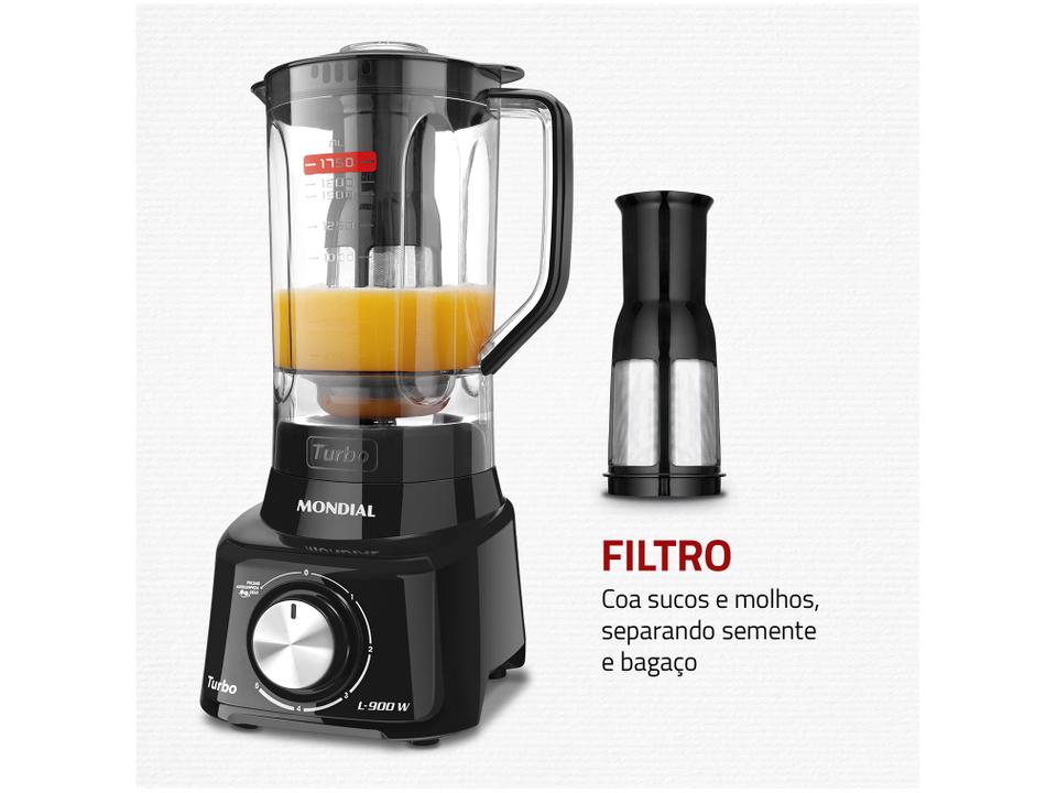 Liquidificador Mondial Turbo L-900 FB com Filtro 5 Velocidades 900W Preto - 4