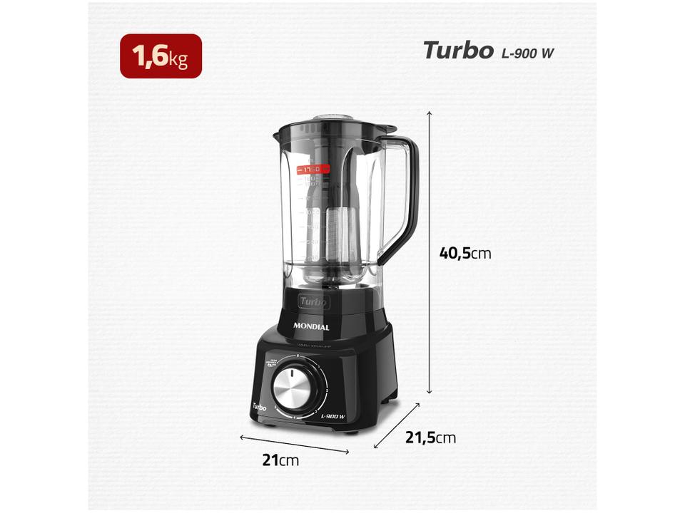 Liquidificador Mondial Turbo L-900 FB com Filtro 5 Velocidades 900W Preto - 8