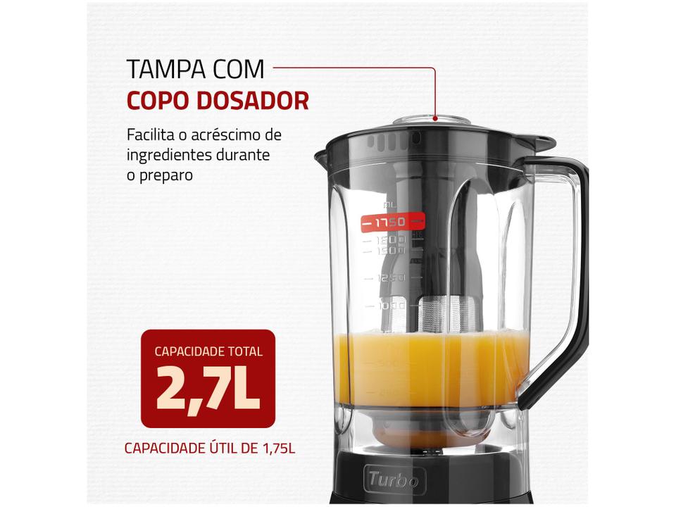 Liquidificador Mondial Turbo L-900 FB com Filtro 5 Velocidades 900W Preto - 5