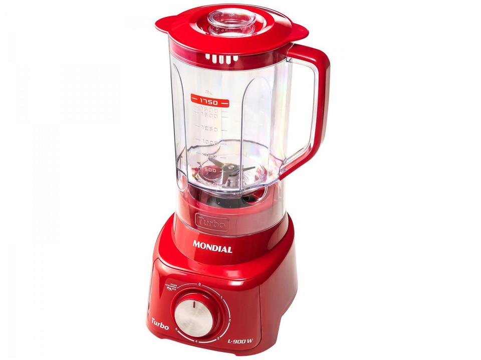 Liquidificador Mondial Turbo L-900 FR Copo - Vermelho Com Filtro 05 Velocidades 900W - 110 V - 12