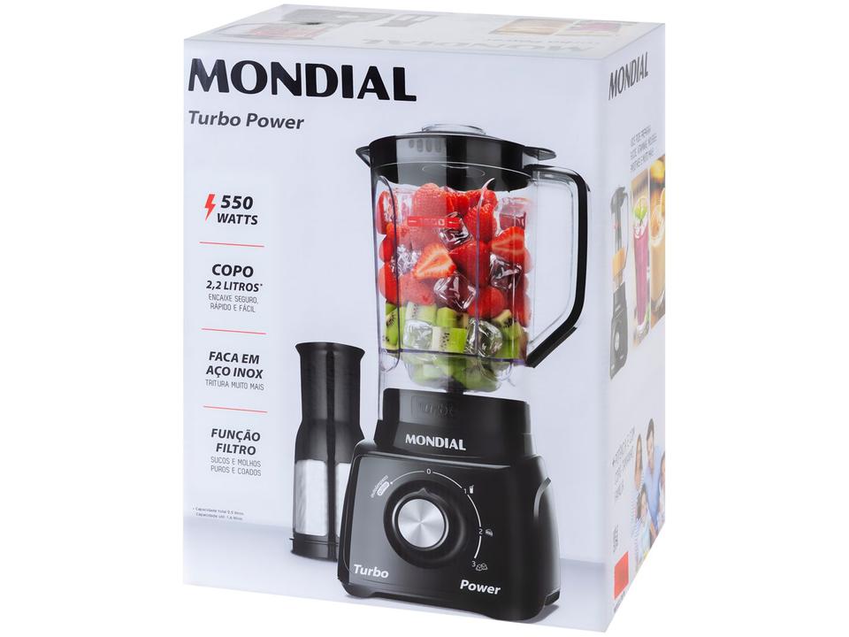 Liquidificador Mondial Turbo Power L-99 FB com Filtro 3 Velocidades 500W Preto - 110 V - 17