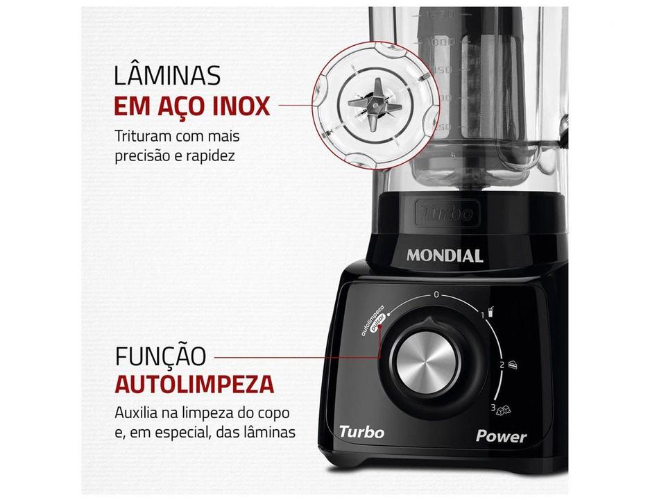 Liquidificador Mondial Turbo Power L-99 FB Preto com Filtro 3 Velocidades 550W - 7