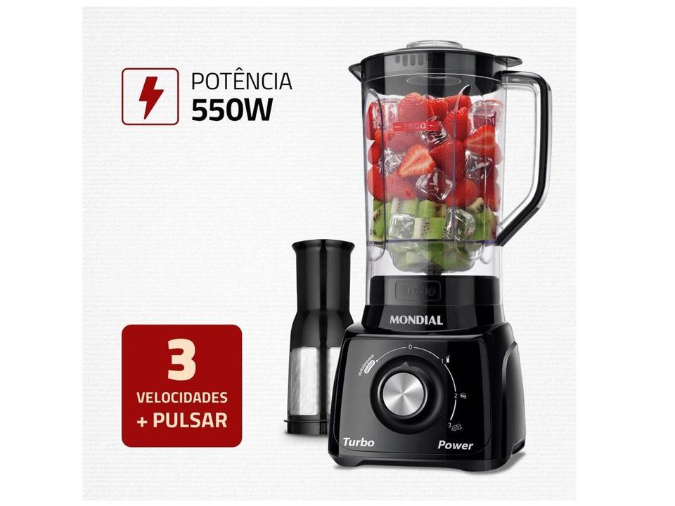 Liquidificador Mondial Turbo Power L-99-FB Preto com Filtro 3 Velocidades 550W - 3