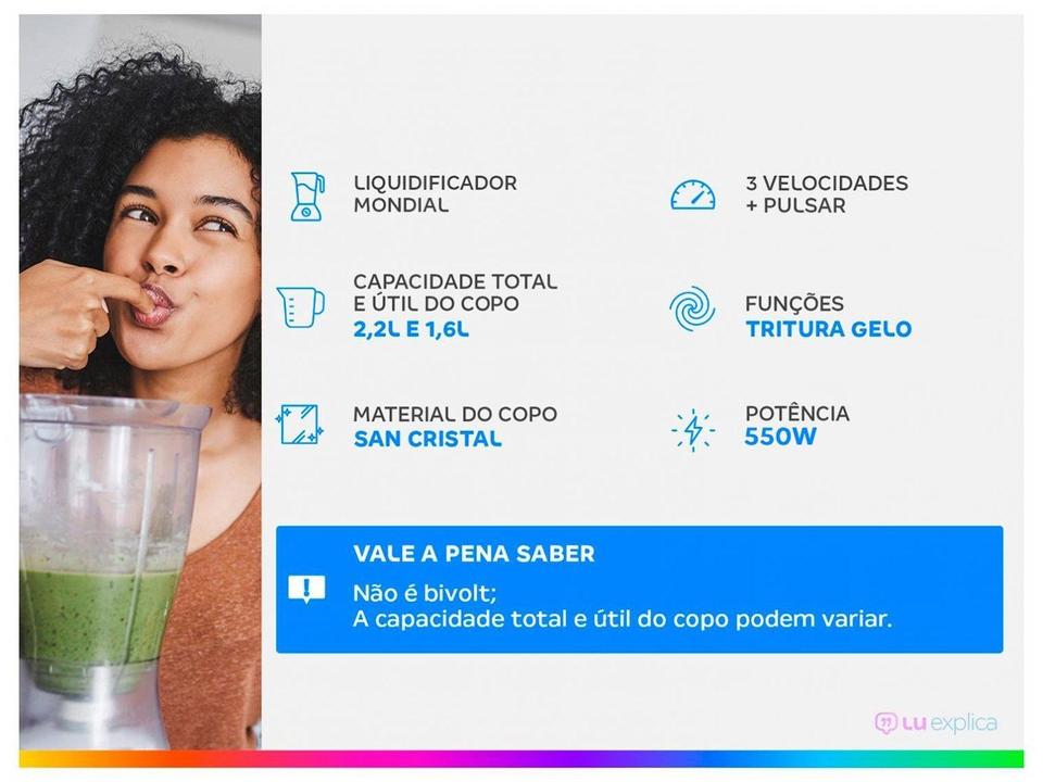 Liquidificador Mondial Turbo Power L-99-FB Preto com Filtro 3 Velocidades 550W - 1