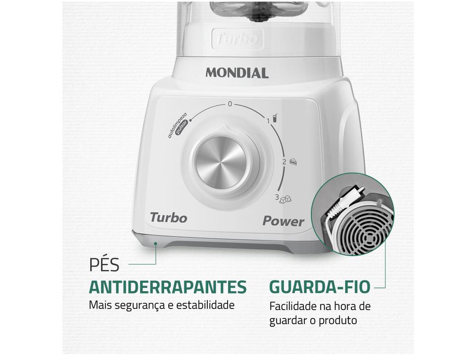 Liquidificador Mondial Turbo Power L-99-WG com Filtro 3 Velocidades 500W Branco e Cinza - 110 V - 6