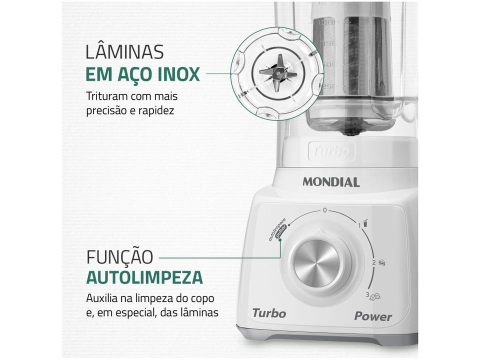 Liquidificador Mondial Turbo Power L-99-WG com Filtro 3 Velocidades 500W Branco e Cinza - 5