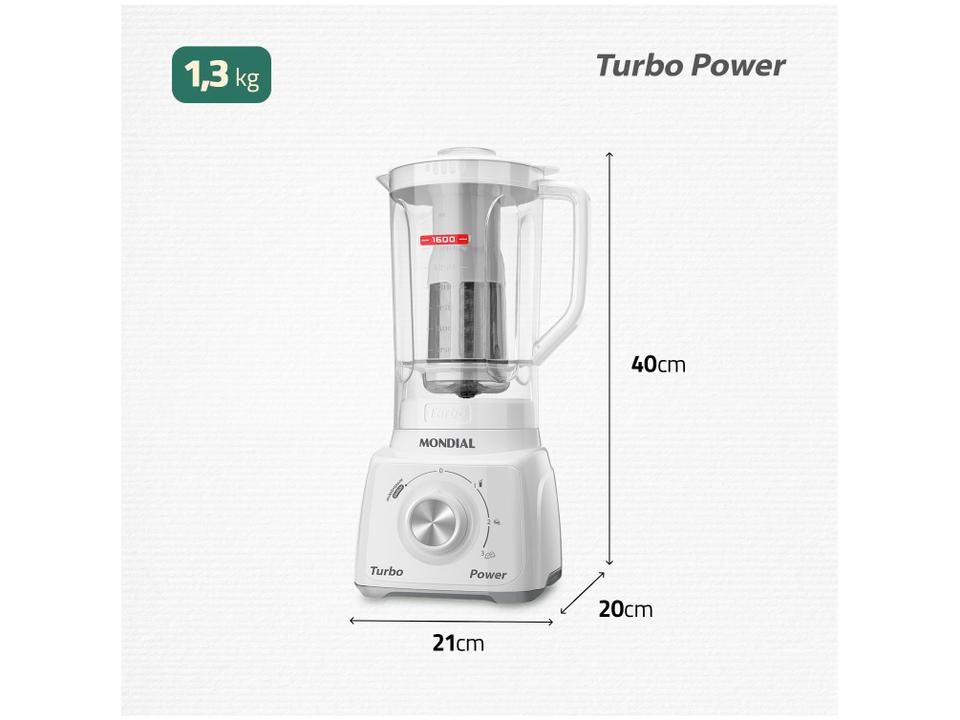 Liquidificador Mondial Turbo Power L-99-WG com Filtro 3 Velocidades 500W Branco e Cinza - 7