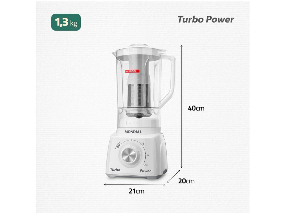 Liquidificador Mondial Turbo Power L-99-WG com Filtro 3 Velocidades 500W Branco e Cinza - 7