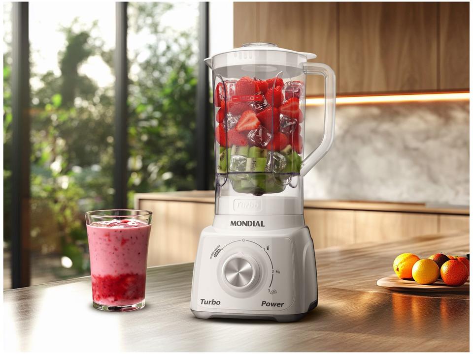 Liquidificador Mondial Turbo Power L-99-WG com Filtro 3 Velocidades 500W Branco e Cinza - 1