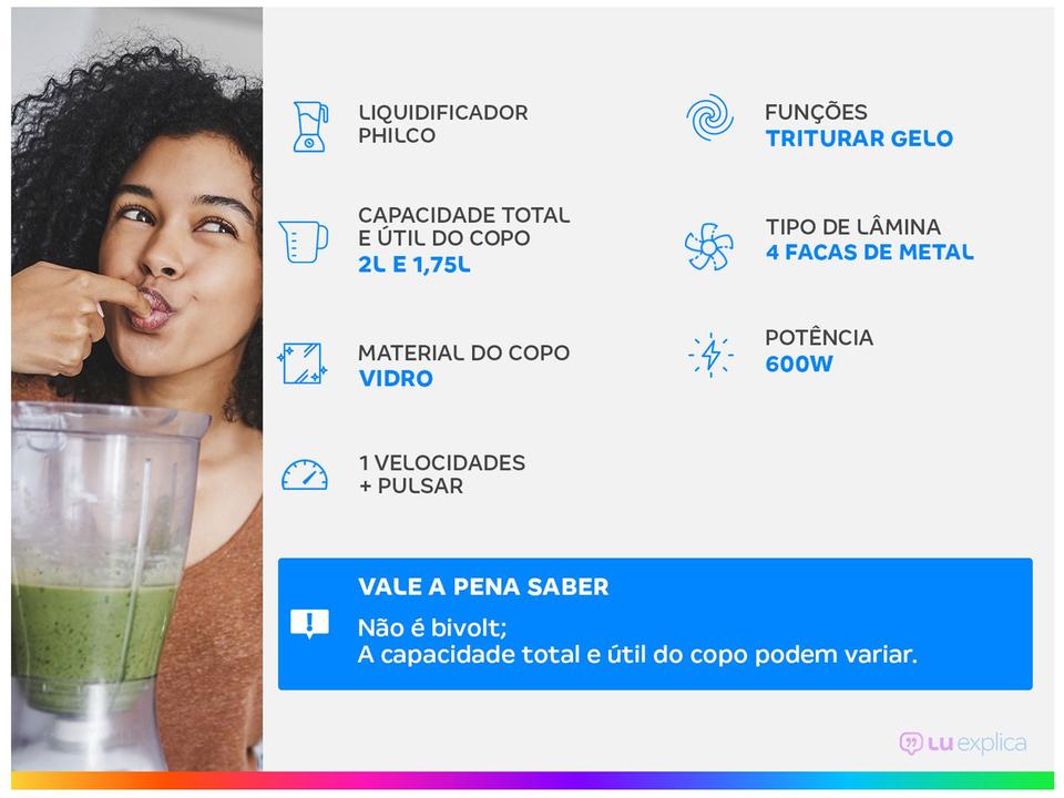 Liquidificador Philco PLQ2000 Smart Copo de Vidro - 1