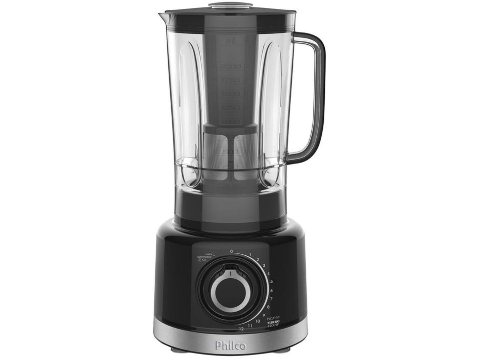 Liquidificador Philco Turbo PLQ1550P Preto com Filtro 12 Velocidades + Pulsar 1200W - 1