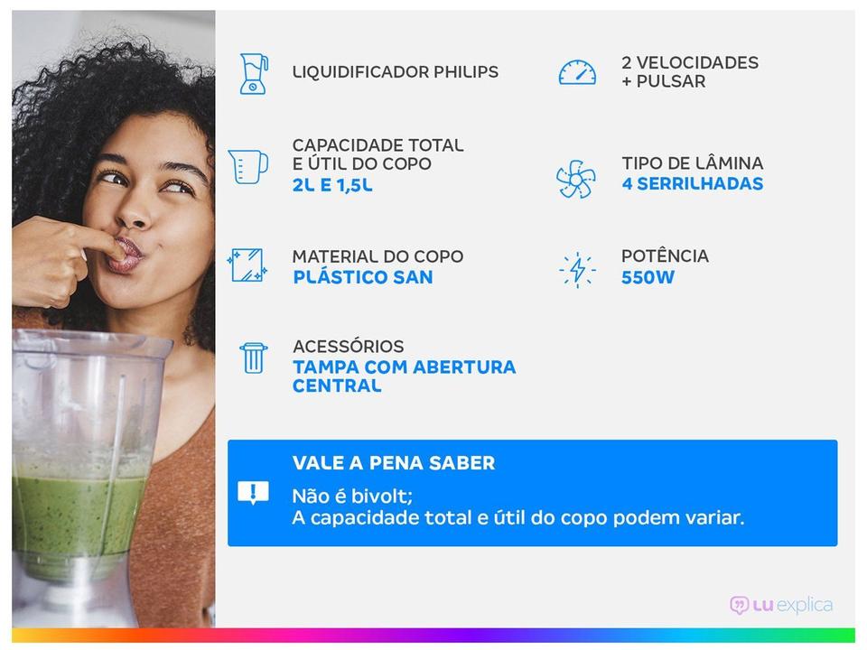 Liquidificador Philips Walita Daily RI2110/30 2 Velocidades + Pulsar 550W Preto - 1