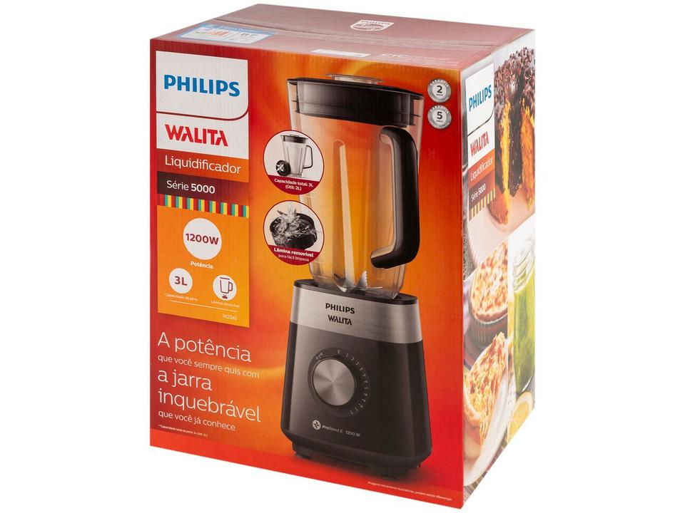Liquidificador Philips Walita Serie 5000 RI2242/91 Preto 12 Velocidades + Pulsar 1200W - 12