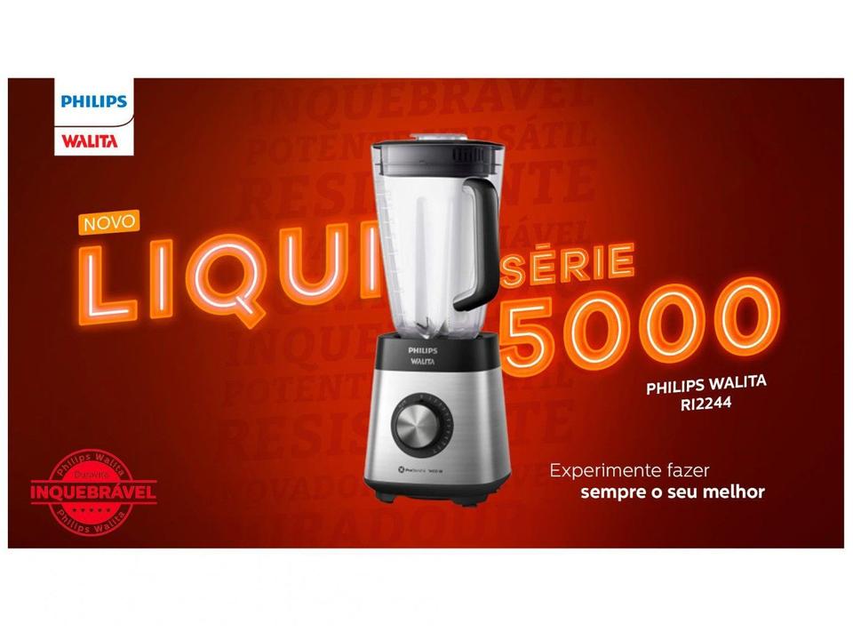 Liquidificador Philips Walita Serie 5000 RI2244/90 Preto Inox 12 Velocidades 1400W - 12