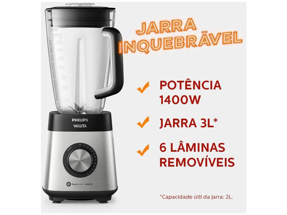 Liquidificador Philips Walita Serie 5000 RI2244/90 Preto Inox 12 Velocidades 1400W - 11