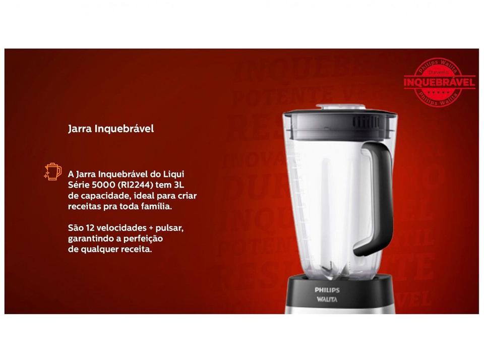 Liquidificador Philips Walita Serie 5000 RI2244/90 Preto Inox 12 Velocidades 1400W - 13