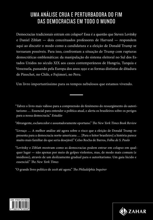 Livro Como as Democracias Morrem Steven Levitsky - 1