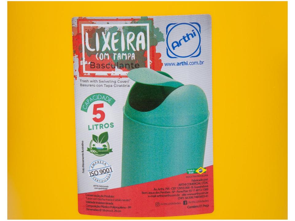 Lixeira com Tampa 5L Arthi - 5